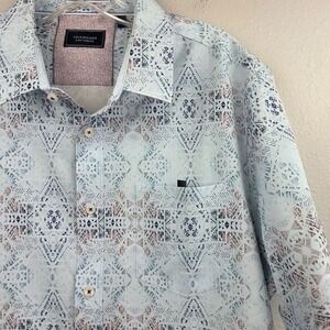 7Diamonds Mens Stretch Urban Spaceman Aztec Western Button Down Shirt Large